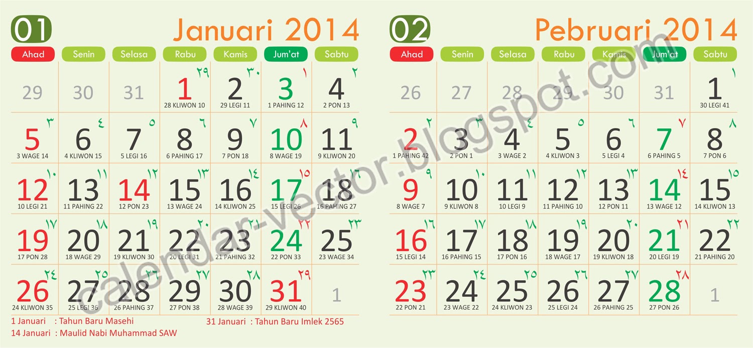 Download Calendar 2014 Lengkap Dengan Tanggalan Jawa 2017
